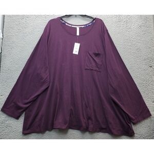 Sleep By Cacique Pajama Top Women's 34/36 Purple Cotton‎ Stretch Single Pocket